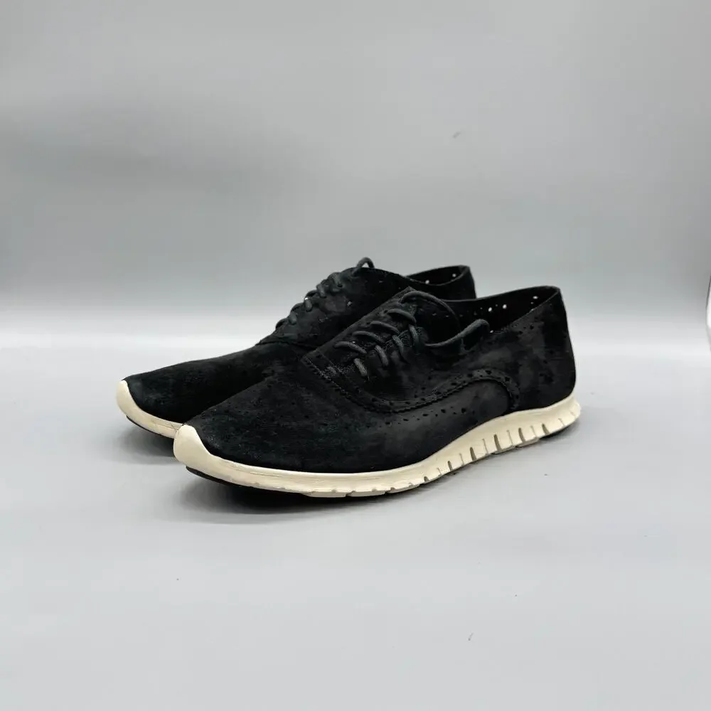 Cole Haan Shoes Womens 10 Black Suede Zerogrand Wingtip Sneakers Comfort Casual